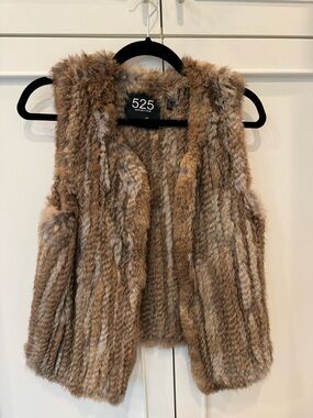 525 America Brown Multi Rabbit Fur Vest